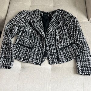 Simply Vera Vera Wang Black and White Moto Style Tweed Blazer.